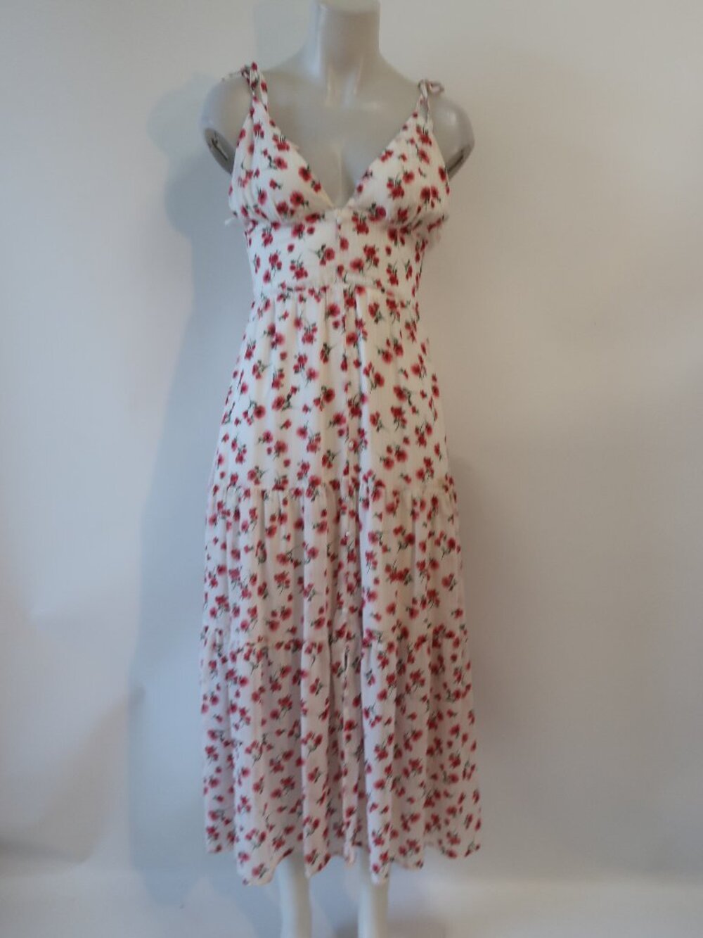 Womens Fanco Ivory, Red Floral Maxi Dress S